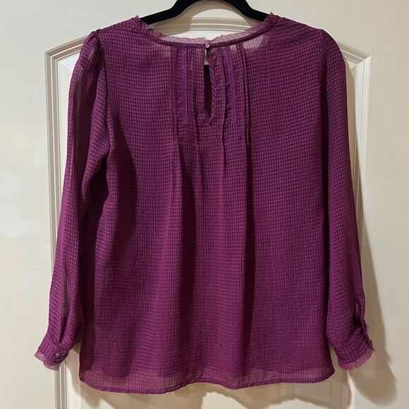 ANTHROPOLOGIE HD IN PARIS Thistleberry Gingham Sheer Blouse Cranberry Women’s 4 - Picture 2 of 7